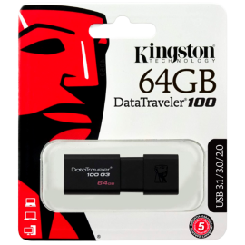 MEMORIA USB 64GB KINGSTON DT100G3/64 NEGRO (L)
