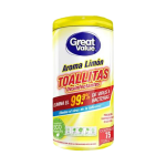 TOALLITAS DESINFECTANTES C/75 GREAT VALUE LIMON 