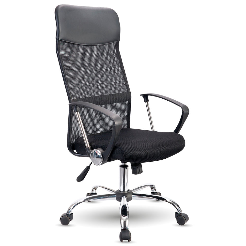 SILLA EJECUTIVA MALLA 100 KG C/BRAZOS NEGRO ECONOMALLA (L)