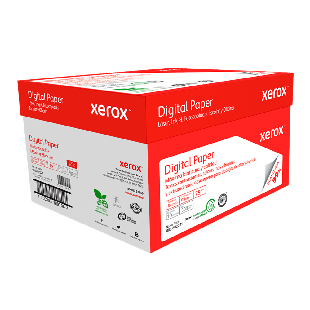 Papel Bond Digital Paper Carta XEROX Rojo XEROX PAPEL DIGITAL ROJO CARTA 99 BLANCURA - Código: 003M02000 | Compra en Guadalajara