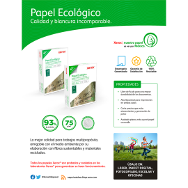 PAPEL BOND OFICIO BLANCO 500 HJS 75 GRS ECOLOGICO XEROX  003M02012