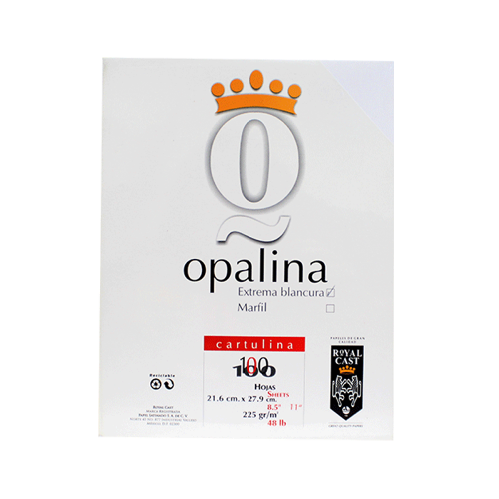 CARTULINA OPALINA CARTA EXTREMA BLANCURA 225 GRS. PAQ C/100 ROYAL CAST CARTULINA OPALINA CARTA EXTREMA BLANCURA 225 GRS. PAQ C/100 ROYAL CAST