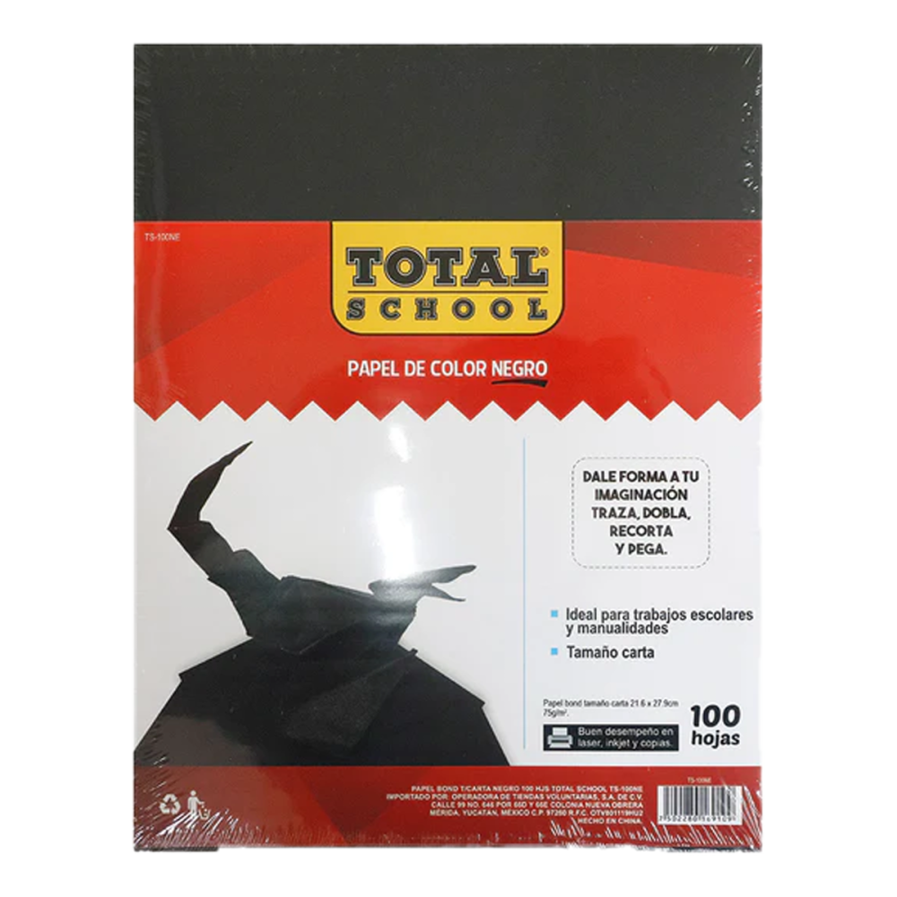 PAPEL BOND CARTA NEGRO 100 HJS TOTAL SCHOOL PAQ TS-100NE PAPEL BOND CARTA NEGRO 100 HJS TOTAL SCHOOL PAQ TS-100NE