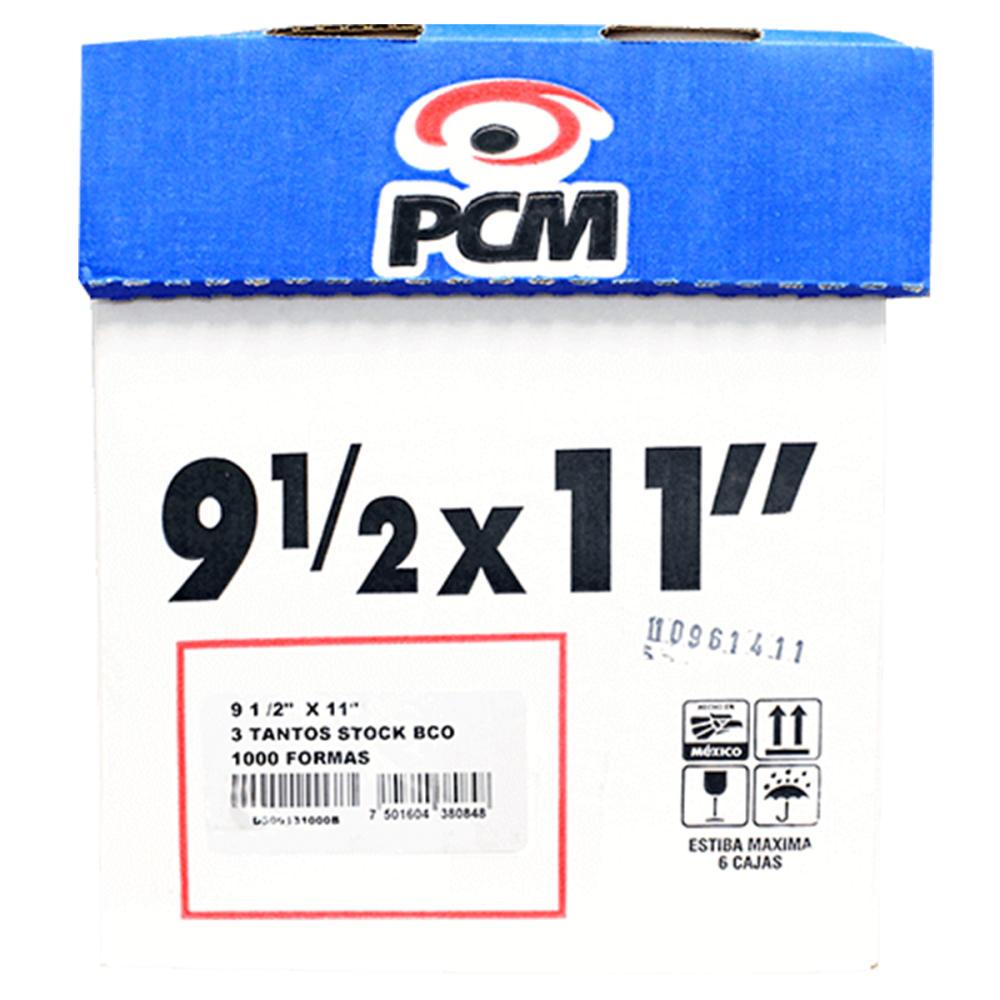 PAPEL STOCK 3T BCO 9 1/2 X 11 CAJA/1000 BCO. PCM