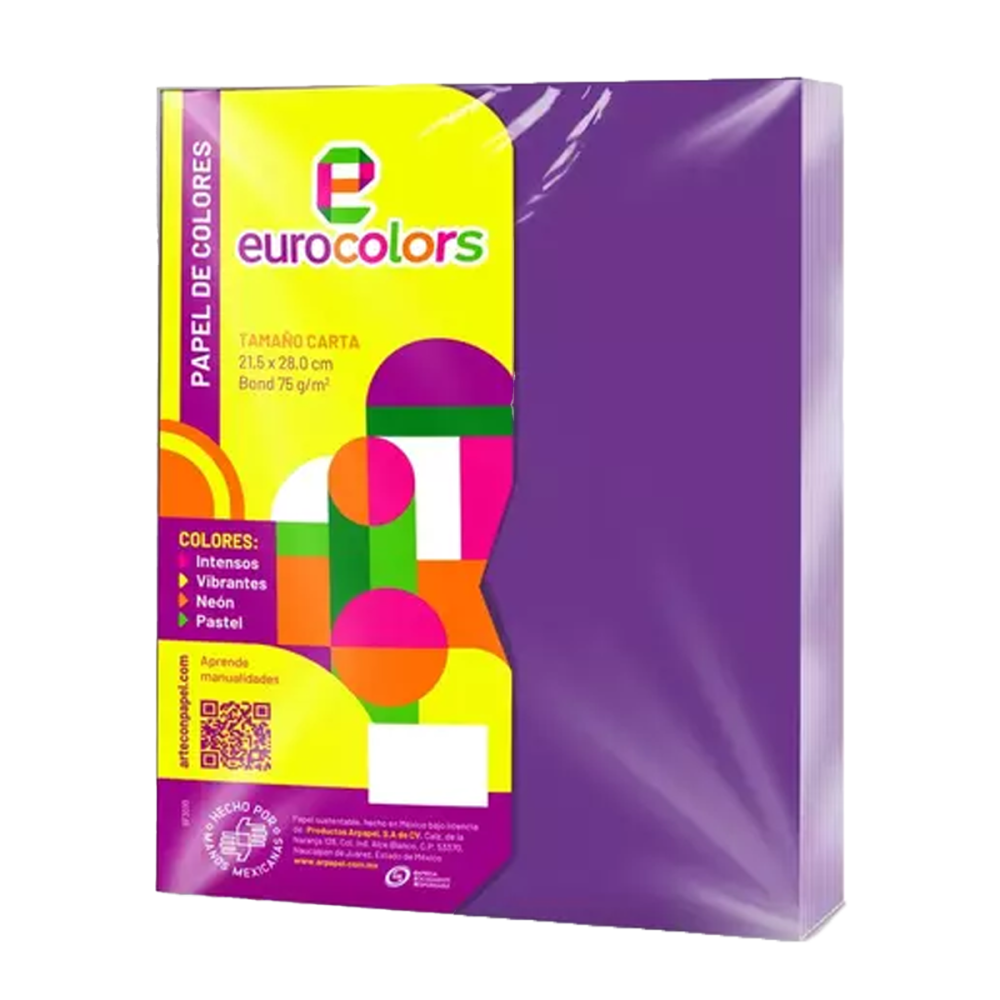 PAPEL BOND CARTA MORADO 100 HJS EUROCOLOR PAQ EC0016 ARPAPEL