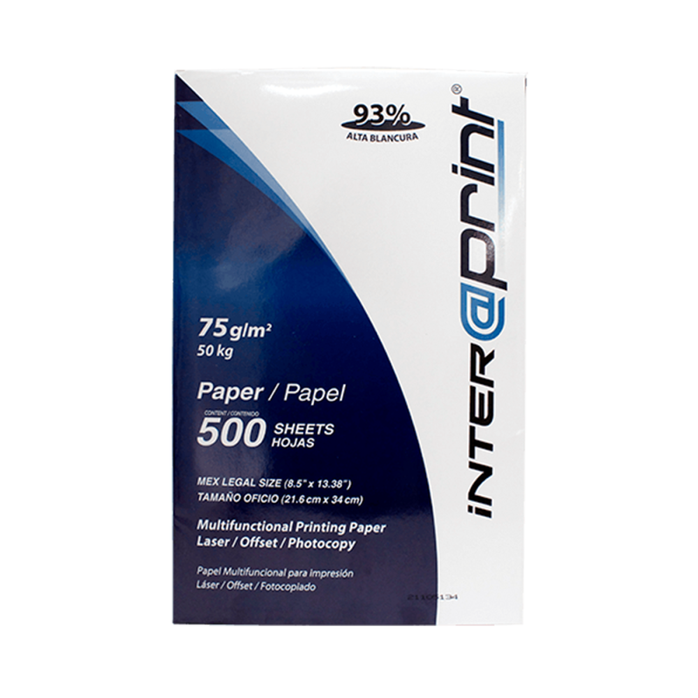 PAPEL BOND P/FOTOCOPIA INTER@PRINT OFICIO 50KG 93% PAQ C/500