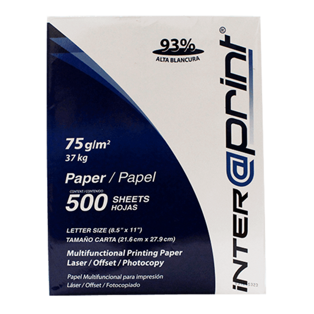 PAPEL BOND CARTA BLANCO 500 HJS 75 GRS INTERAPRINT