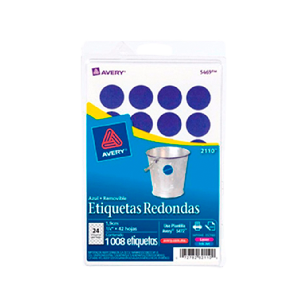 ETIQUETA REDONDA AZUL OBS AVERY 2110 3/4 BL/1008 LASER INKJ PAQ