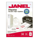 ETIQUETA ADHESIVA LASER BLANCA #108 85 X 102 MM 25 HJS JANEL BOLSA 1085164101