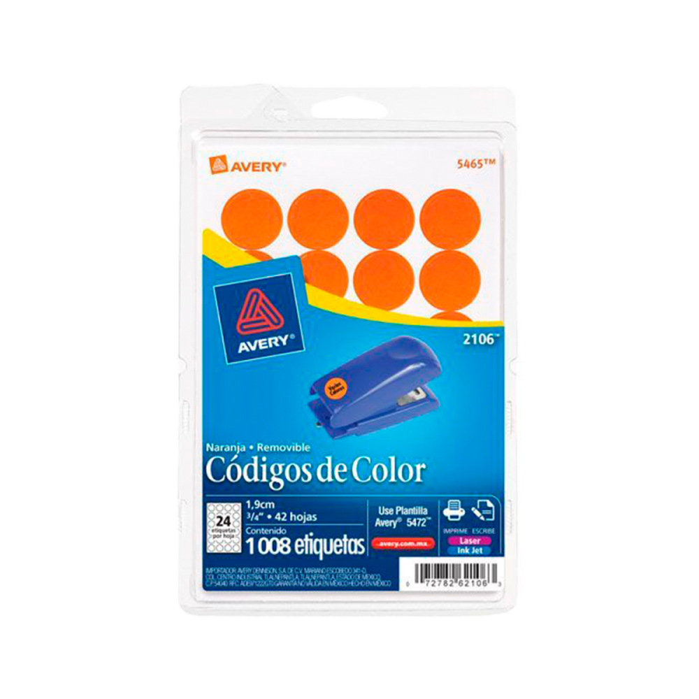 ETIQUETA AVERY REDONDA NARANJA ¾