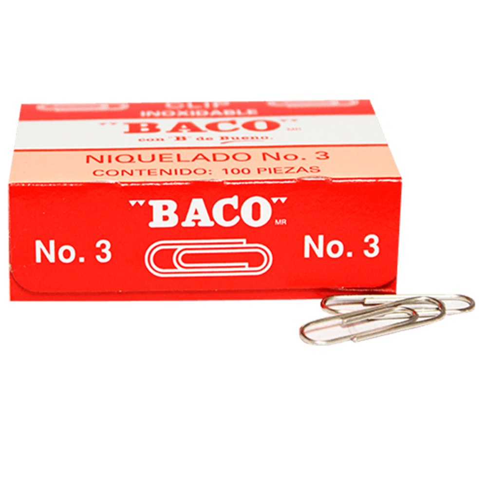 CLIP 3 NIQUELADO BACO C/100