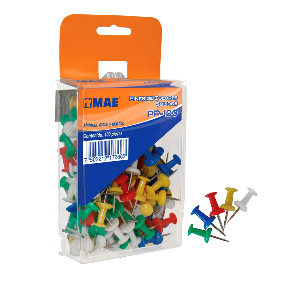 CHINCHETA DE PLASTICO COLORES C/100 MAE PP-100