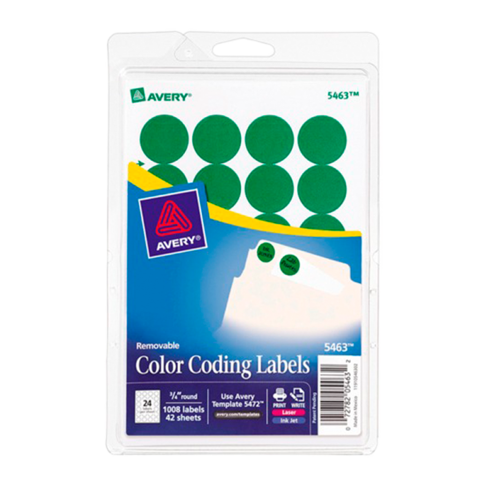 ETIQUETA CIRCULAR DE COLOR VERDE AVERY 3/4 5463