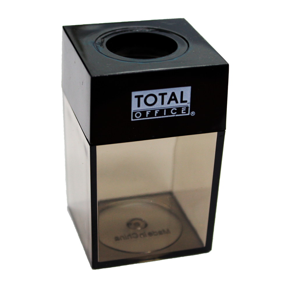 PORTA CLIPS TOTAL OFFICE CUADRADO C/IMAN P/100 COLOR HUMO TOPC-01