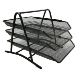 CHAROLA MODULAR TOTAL OFFICE MALLA METALICA 3 NIV T/CARTA-OFICIO NEGRO TOCMT-02