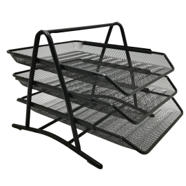 CHAROLA MODULAR TOTAL OFFICE MALLA METALICA 3 NIV T/CARTA-OFICIO NEGRO TOCMT-02