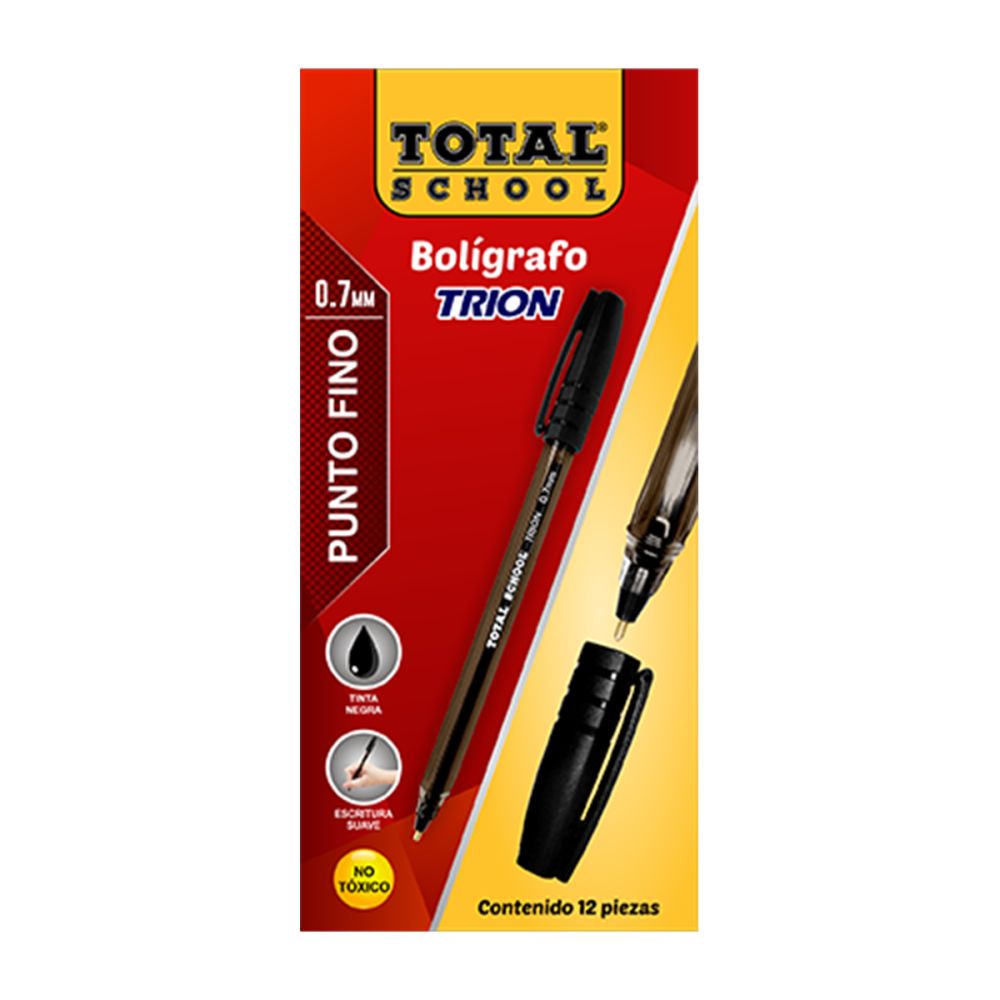 BOLIGRAFO PF NEGRO C/12 TRION TOTAL SCHOOL CAJA TS-PFN 