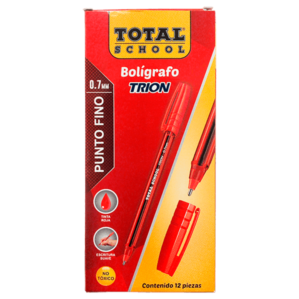 BOLIGRAFO PF ROJO C/12 TRION TOTAL SCHOOL CAJA TS-PFR