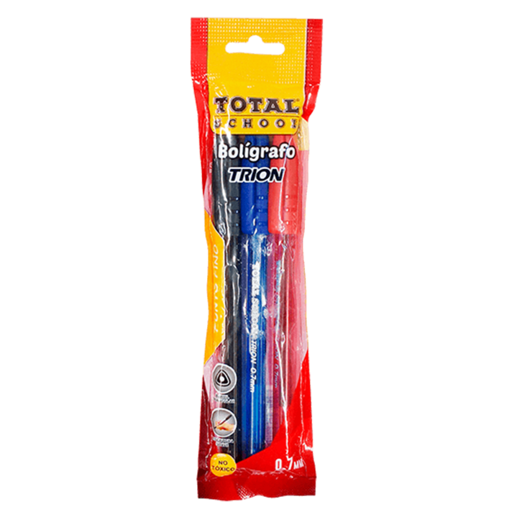 BOLIGRAFO PF SURTIDO BASICO C/3 TRION TOTAL SCHOOL BOLSA TS-PF3