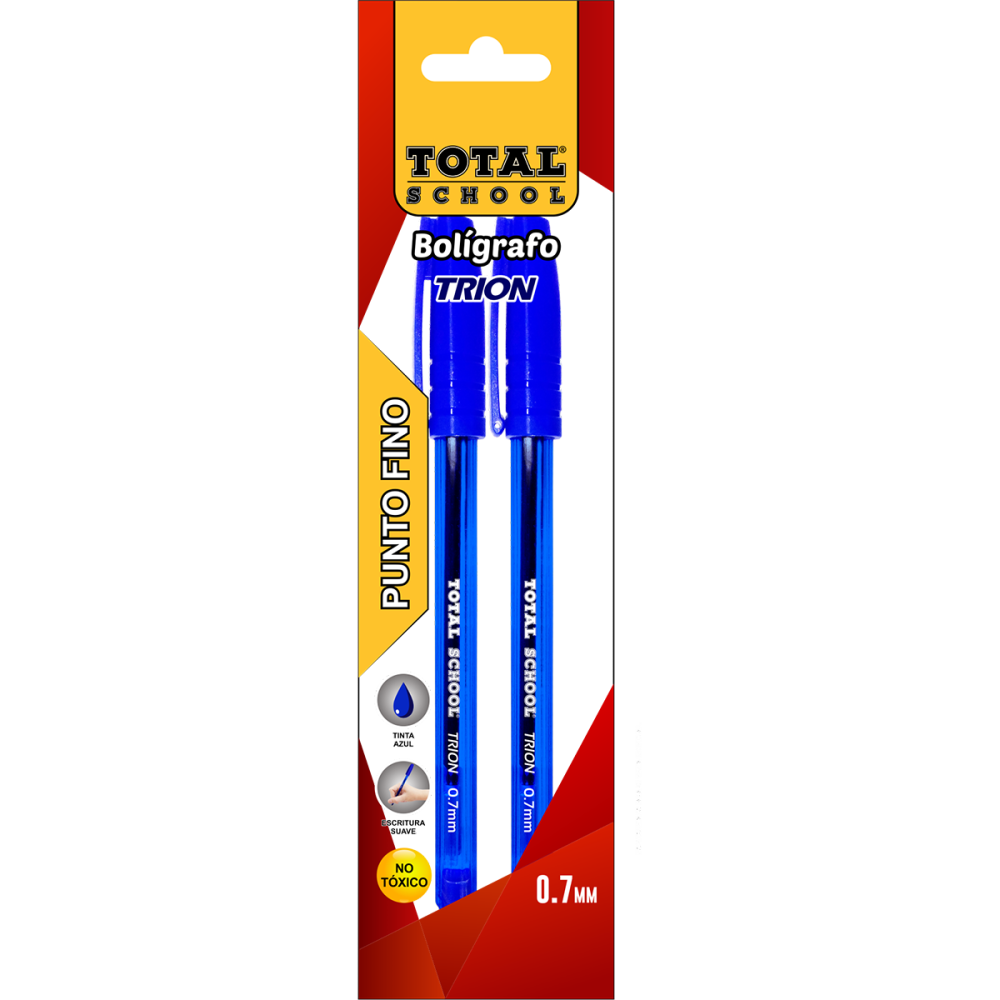 BOLIGRAFO PF AZUL C/2 TRION TOTAL SCHOOL BOLSA TS-PF2A
