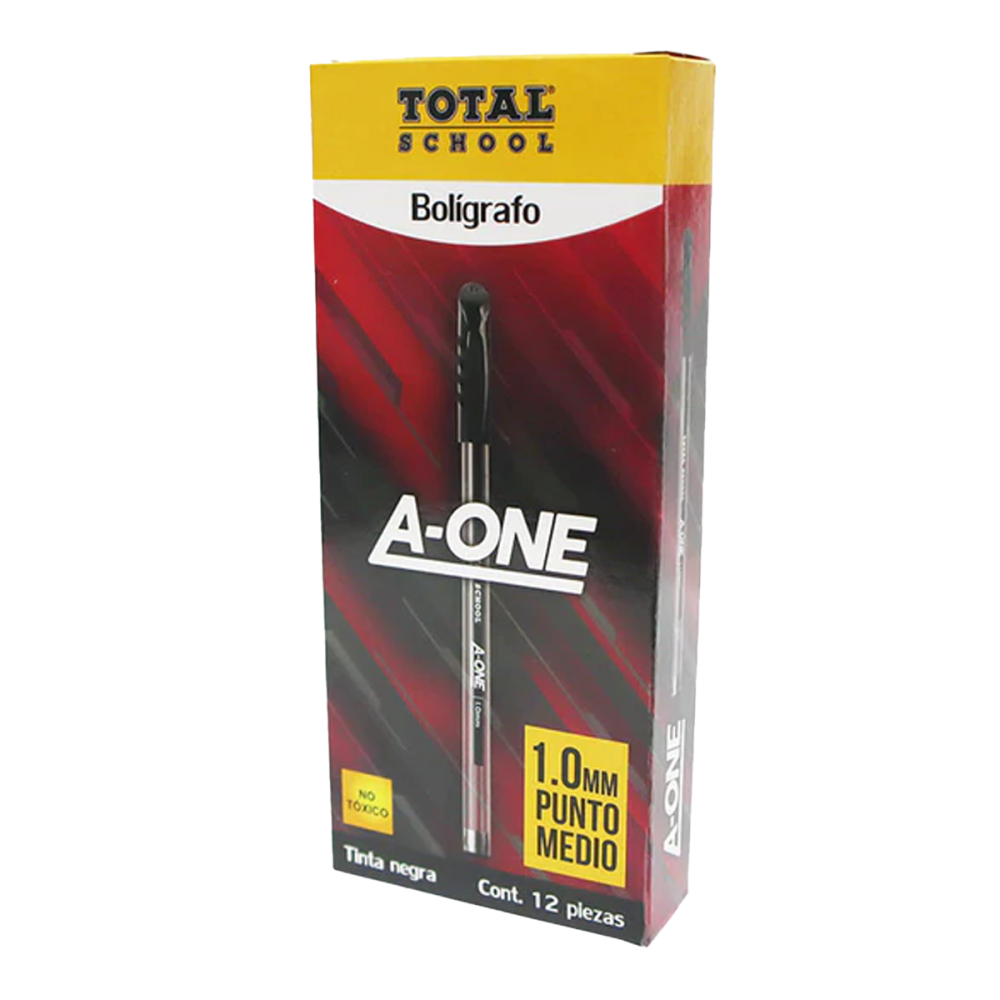 BOLIGRAFO PM NEGRO C/12 A-ONE TOTAL SCHOOL CAJA