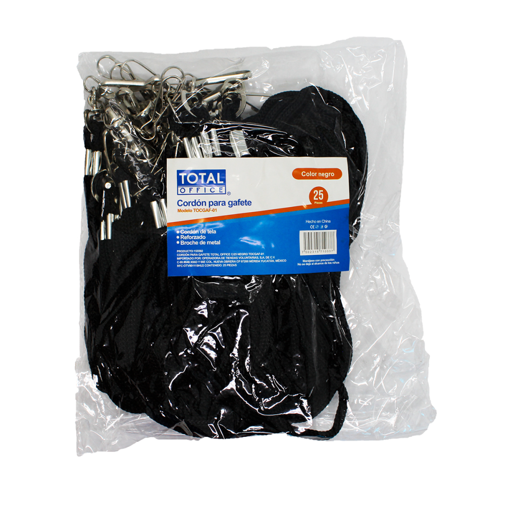 CORDON PARA GAFETE TOTAL OFFICE C/25 NEGRO TOCGAF-01 CORDON PARA GAFETE TOTAL OFFICE C/25 NEGRO TOCGAF-01