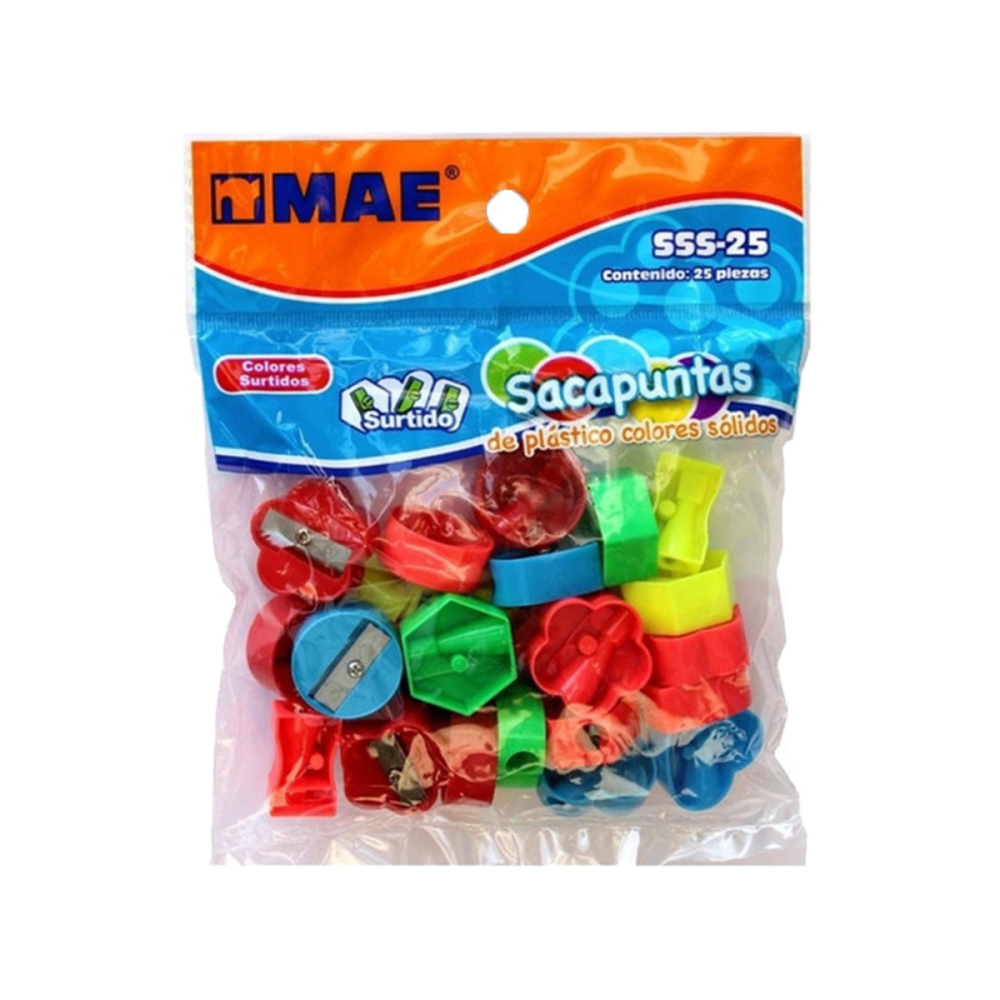 SACAPUNTAS DE PLASTICO MAE COLORES SURTIDOS