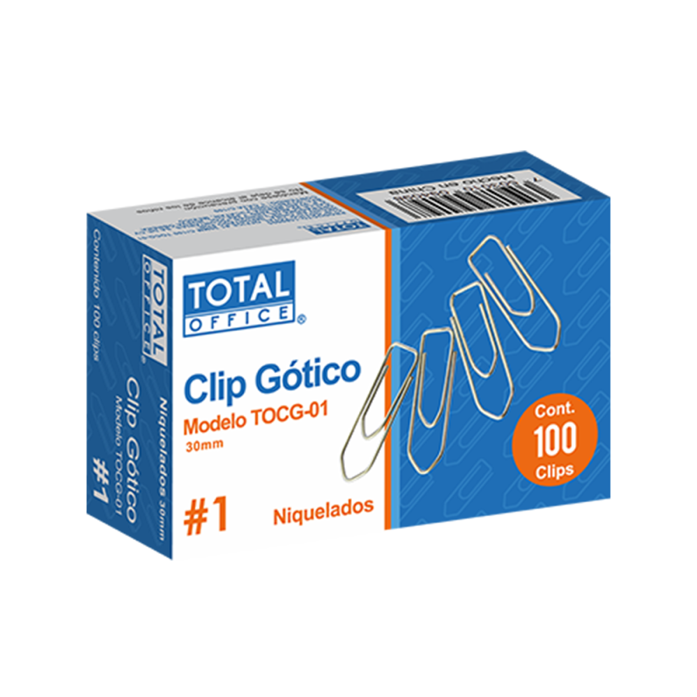 CLIP GOTICO #1 30MM C/100 TOTAL OFFICE TOCG-01