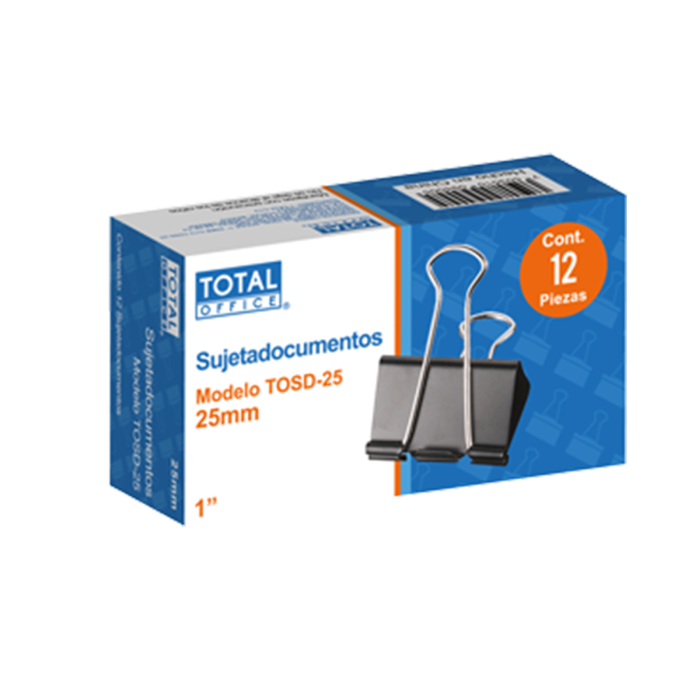 SUJETA DOCUMENTOS TOTAL OFFICE 1 25MM C/12 TOSD-25