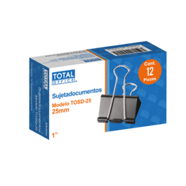 SUJETA DOCUMENTOS TOTAL OFFICE 1 25MM C/12 TOSD-25