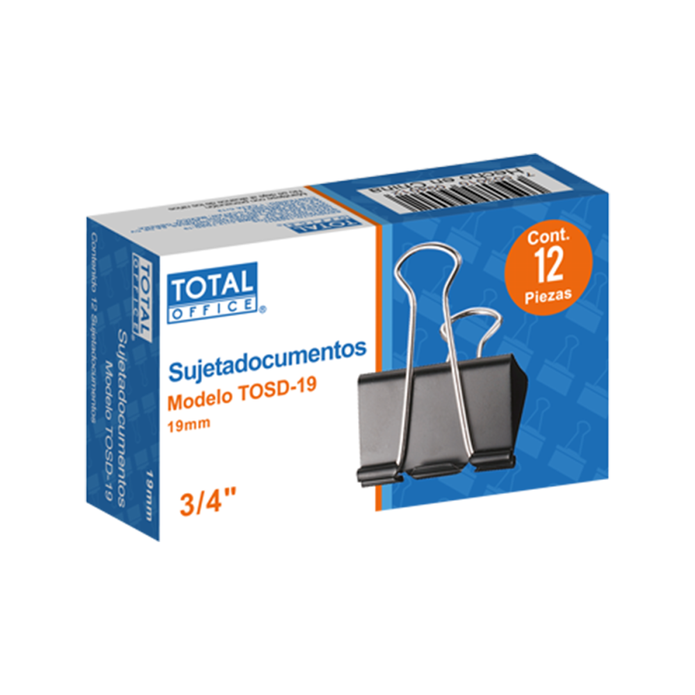 SUJETA DOCUMENTOS TOTAL OFFICE 3/4 19MM C/12 TOSD-19