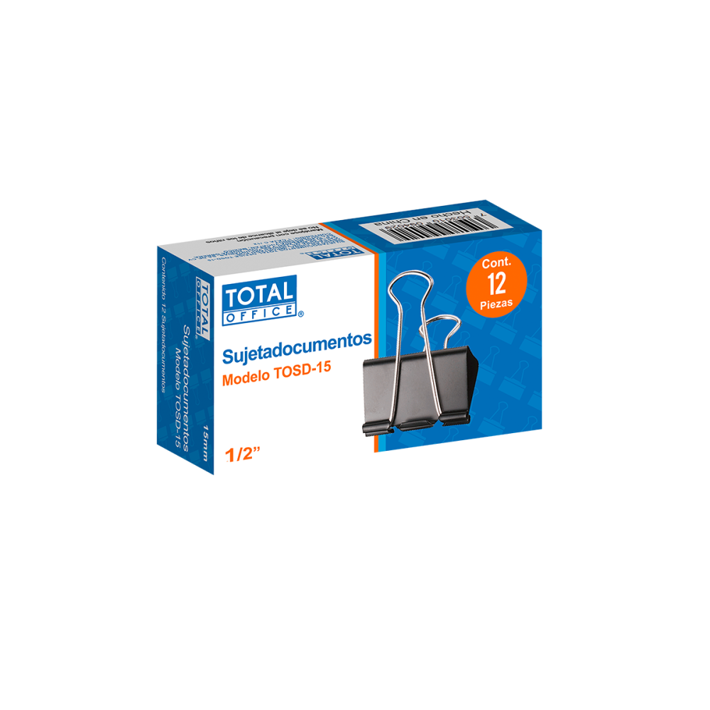 SUJETA DOCUMENTOS TOTAL OFFICE 1/2 15MM C/12 TOSD-15