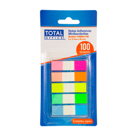 NOTA ADHESIVA TOTAL OFFICE MINIBANDERITAS NEÓN C/100 TOMBN-100.