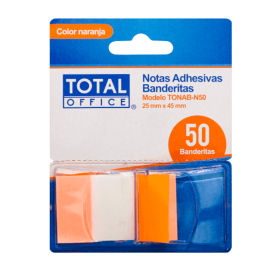 NOTA ADHESIVA TOTAL OFFICE BANDERITA NARANJA C/50 TONAB-N50