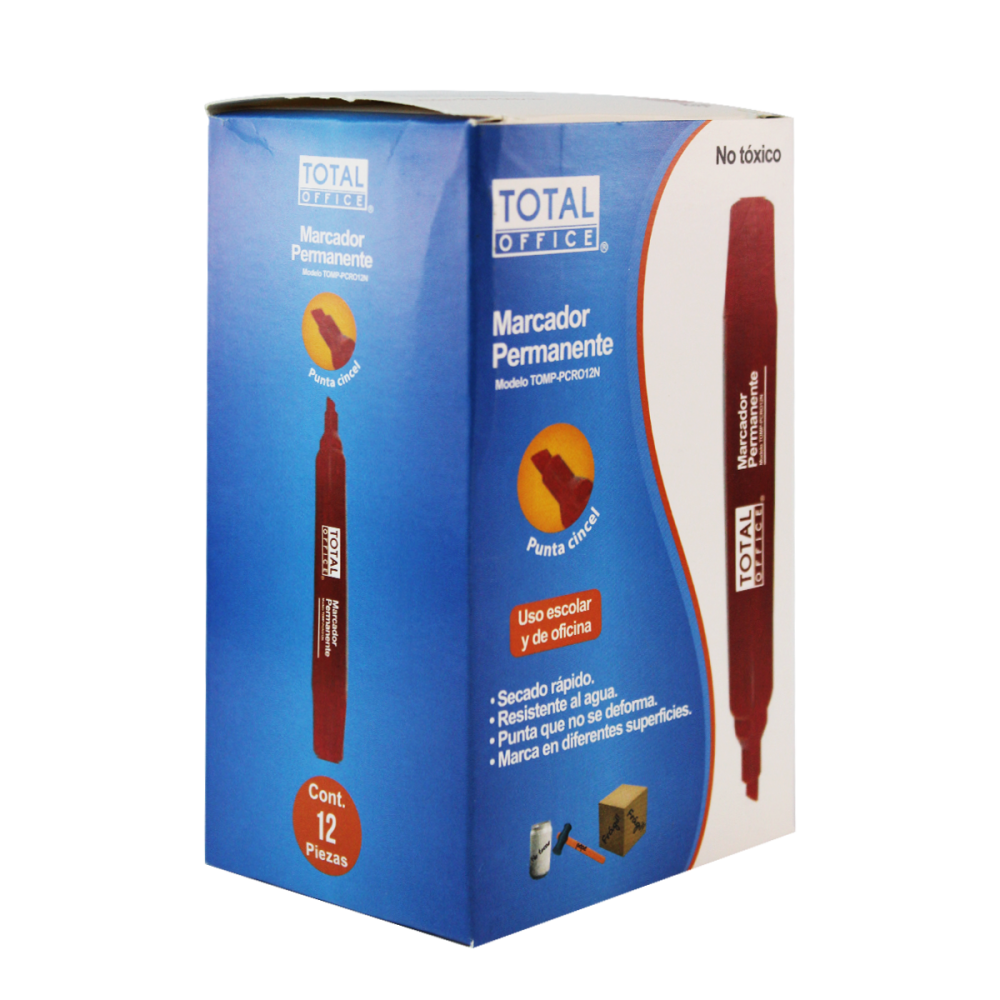 MARCADOR PERMANENTE ROJO P.C. TOTAL OFFICE C/12 TOMP-PCRO12N