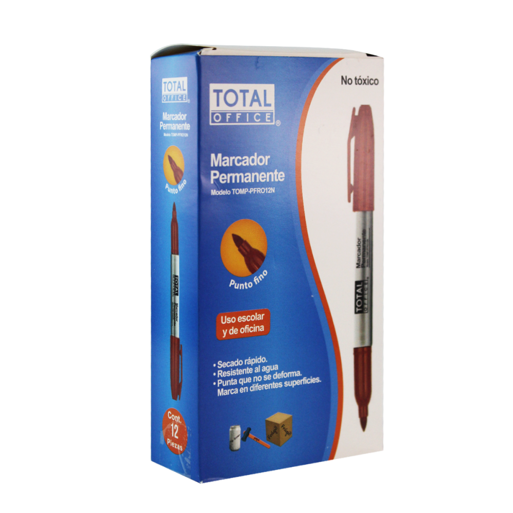 MARCADOR PERMANENTE ROJO P.F. TOTAL OFFICE C/12 TOMP-PFRO12N (L)