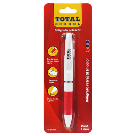 BOLIGRAFO RETRACTIL TOTAL SCHOOL TRICOLOR BLISTER C/1 TS-BP2168