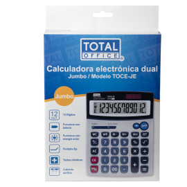 CALCULADORA 12 DIG. ELECTR. DUAL JUMBO TOTAL OFFICE TOCE-JE