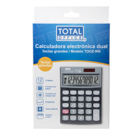 CALCULADORA 12 DIG. DUAL AJUSTABLE NUM. GRANDES TOTAL OFFICE TOCE-NG