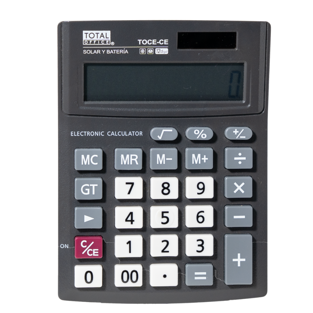 CALCULADORA 12 DIG. ELECTR. DUAL MEDIANA TOTAL OFFICE TOCE-CE
