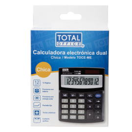 CALCULADORA 12 DIG. ELECTR. DUAL CHICA TOTAL OFFICE TOCE-ME