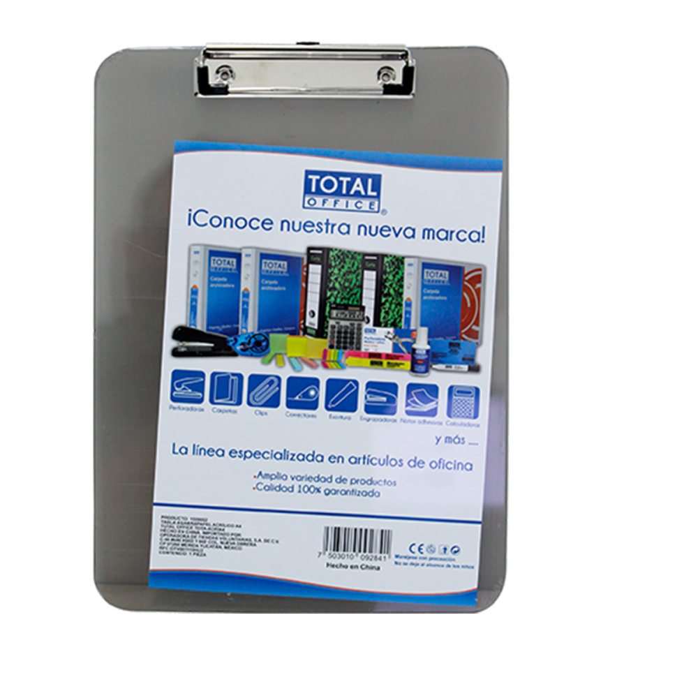 TABLA AGARRAPAPEL TOTAL OFFICE A4 C/CLIP ACRILICO TOTA-ACRIA4 TABLA AGARRAPAPEL TOTAL OFFICE A4 C/CLIP ACRILICO TOTA-ACRIA4