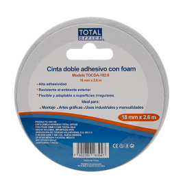 CINTA DOBLE ADHESIVO TOTAL OFFICE CON FOAM 18MM X 2.6M TOCDA-182.6