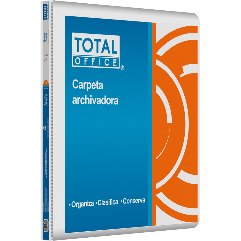 CARPETA DE ARGOLLA VINIL 1/2 O CARTA BLANCO TOTAL OFFICE TOCAO-012 (L)