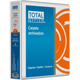 CARPETA DE ARGOLLA VINIL 2 D CARTA BLANCO TOTAL OFFICE TOCAD-02 (L)