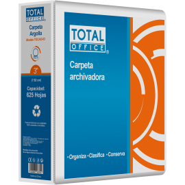 CARPETA DE ARGOLLA VINIL 3 O CARTA BLANCO TOTAL OFFICE TOCAO-03 (L)