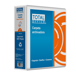 CARPETA DE ARGOLLA VINIL 3 D CARTA BLANCO TOTAL OFFICE TOCAD-03 (L)
