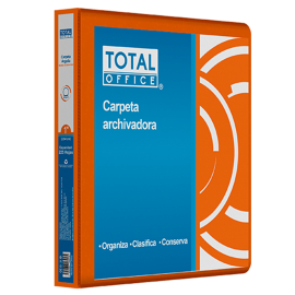 CARPETA DE ARGOLLA VINIL 1 O CARTA NARANJA NEON TOTAL OFFICE TOCAO-01NN (L)