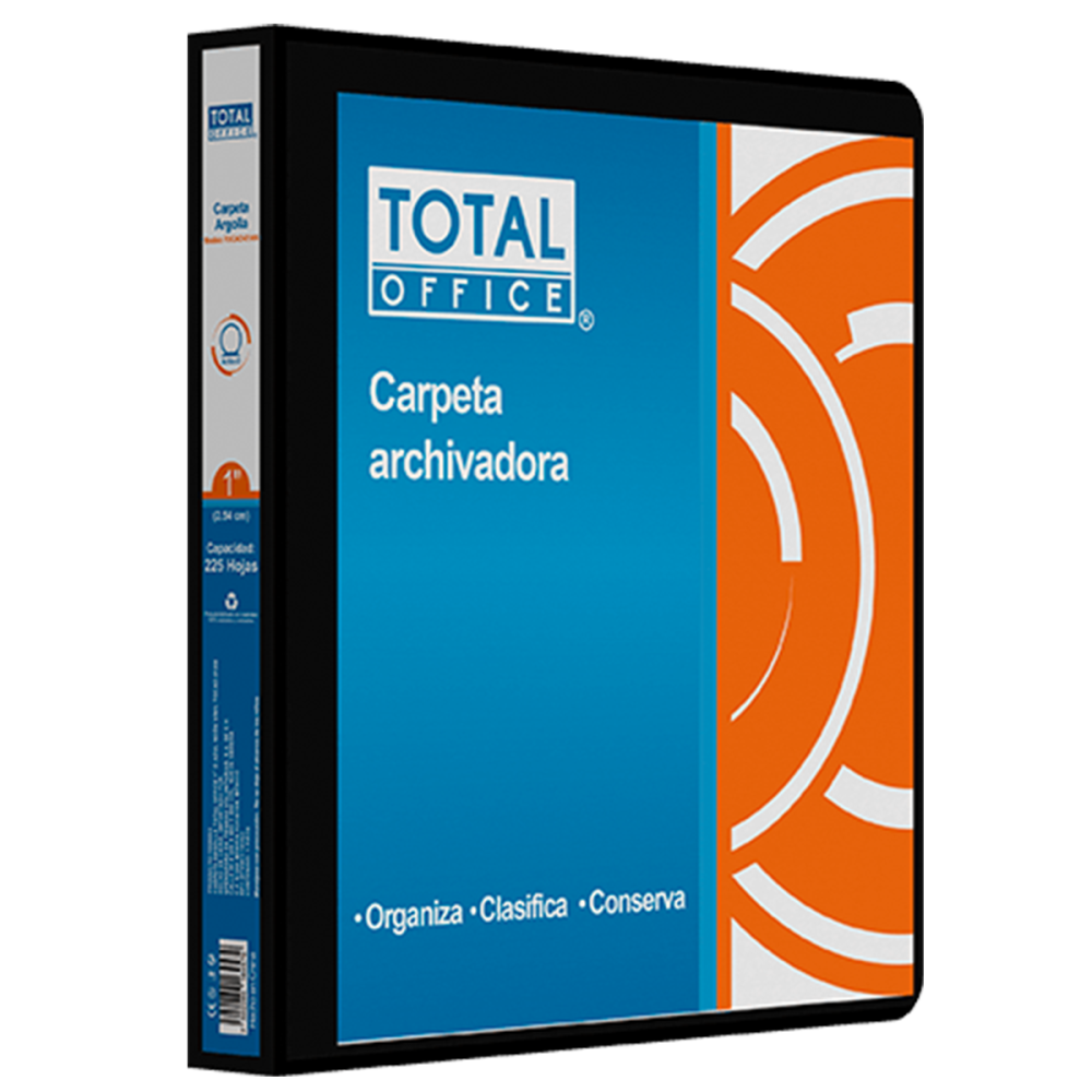 CARPETA ARGOLLA 1 O NEGRA VINIL TOTAL OFFICE TOCAO-01N