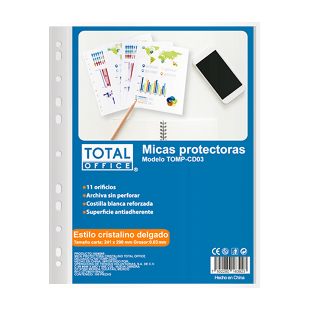 MICA PROTECTORA TOTAL OFFICE CRISTALINO DELGADO C/100